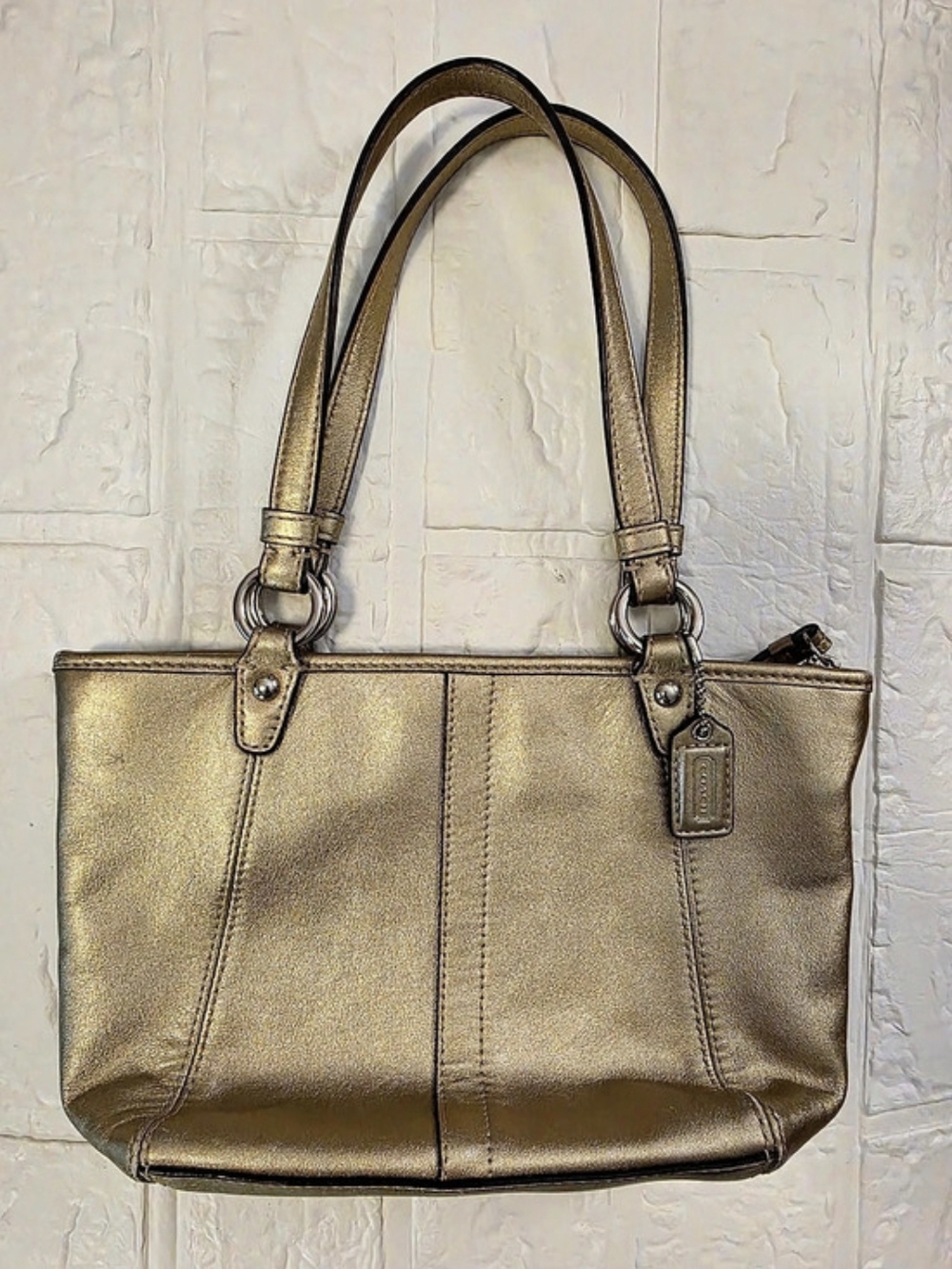 Coach Metallic Gold Leather Mini Tote